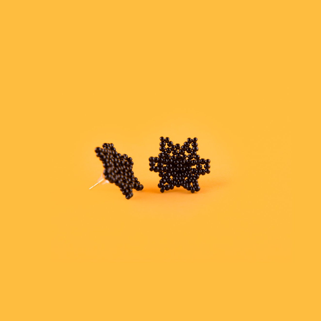 Black Flower Studs