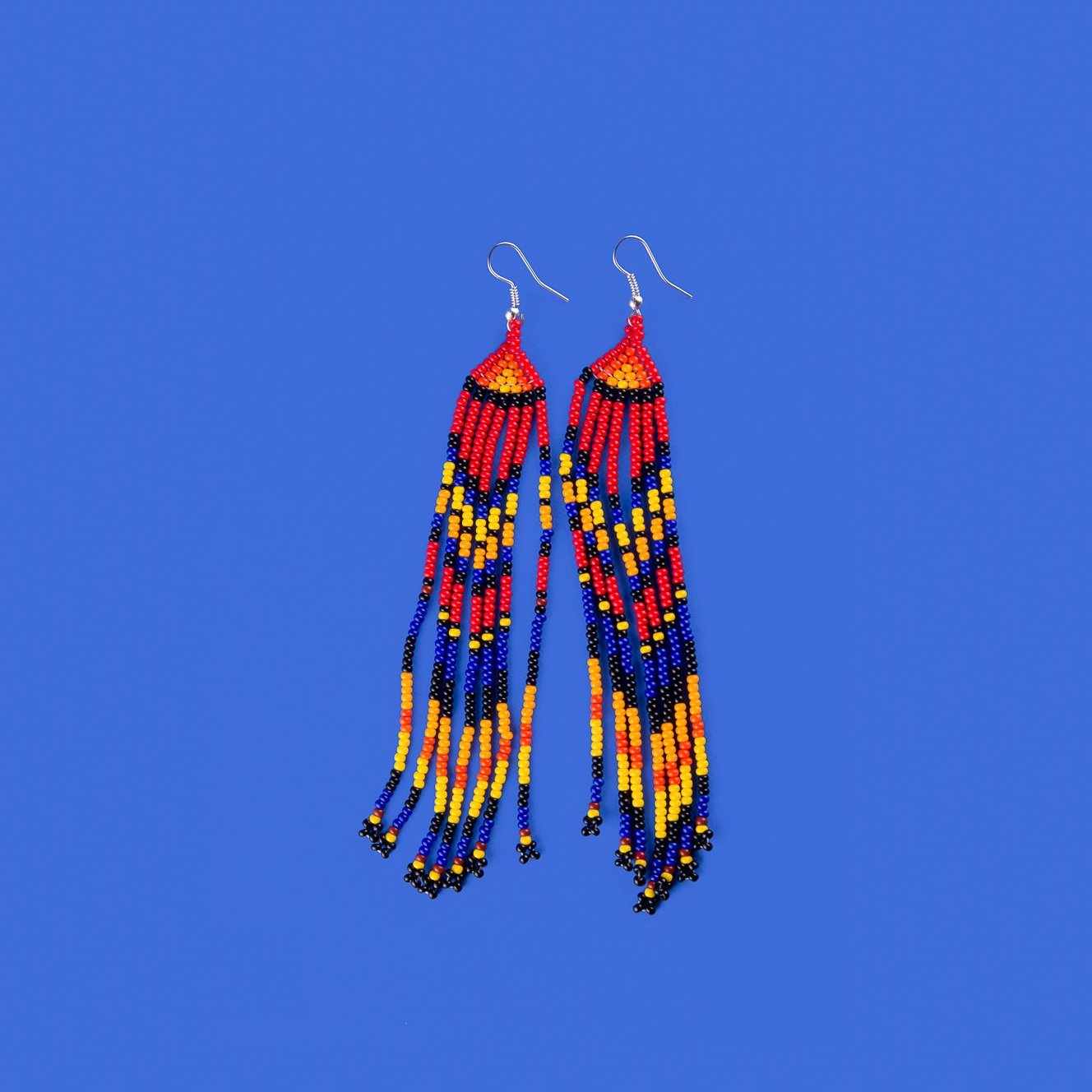Red-Yellow long earrings