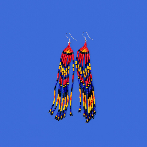 Red-Yellow long earrings