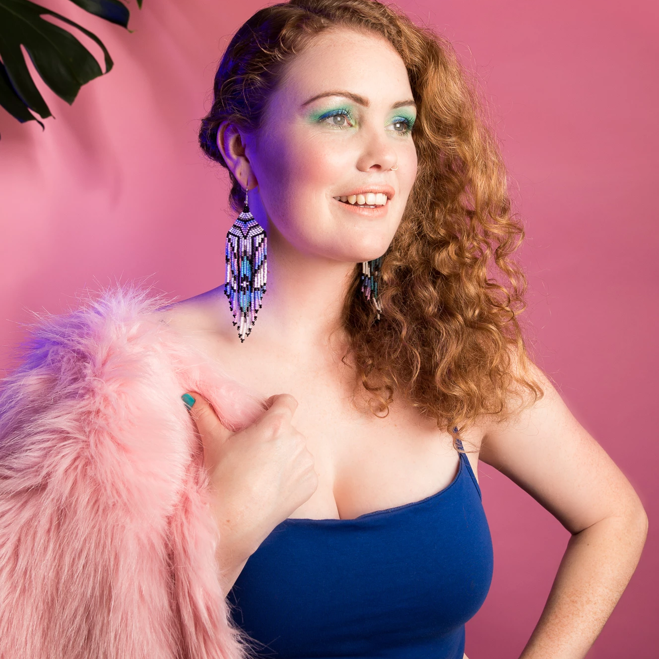 Feather Earrings Purple